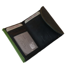Laden Sie das Bild in den Galerie-Viewer, Geldboerse mini Leder schwarz gruen