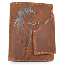 Laden Sie das Bild in den Galerie-Viewer, Naturleder Geldbörse mit Reißverschluss HORSE - 11 Kartenfächer mit RFID Schutz, 2 Scheinfächer, geöltes Leder