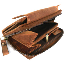 Laden Sie das Bild in den Galerie-Viewer, Naturleder Geldbörse mit Reißverschluss HORSE - 11 Kartenfächer mit RFID Schutz, 2 Scheinfächer, geöltes Leder