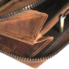 Laden Sie das Bild in den Galerie-Viewer, Naturleder Geldbörse mit Reißverschluss HORSE - 11 Kartenfächer mit RFID Schutz, 2 Scheinfächer, geöltes Leder