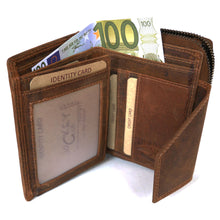 Laden Sie das Bild in den Galerie-Viewer, Naturleder Geldbörse mit Reißverschluss HORSE - 11 Kartenfächer mit RFID Schutz, 2 Scheinfächer, geöltes Leder
