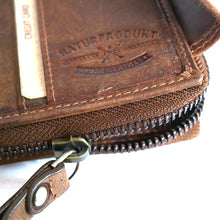 Laden Sie das Bild in den Galerie-Viewer, Naturleder Geldbörse mit Reißverschluss HORSE - 11 Kartenfächer mit RFID Schutz, 2 Scheinfächer, geöltes Leder