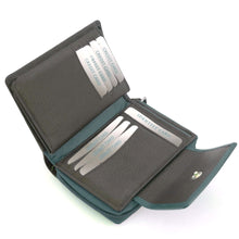 Laden Sie das Bild in den Galerie-Viewer, Reißverschluss Geldbörse CANDY TURQUOISE and BLACK - 11 Kartenfächer mit RFID-Schutz, 2 Scheinfächer