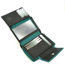 Laden Sie das Bild in den Galerie-Viewer, Reißverschluss Geldbörse CANDY TURQUOISE and BLACK - 11 Kartenfächer mit RFID-Schutz, 2 Scheinfächer