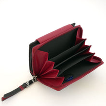 Laden Sie das Bild in den Galerie-Viewer, geldbeutel schwarz rot mit reissverschluss
