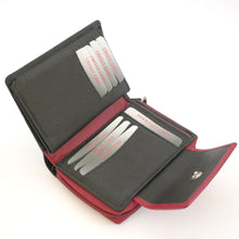 Laden Sie das Bild in den Galerie-Viewer, geldbeutel schwarz rot mit reissverschluss
