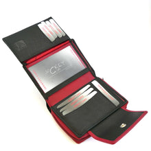 Laden Sie das Bild in den Galerie-Viewer, geldbeutel schwarz rot mit reissverschluss