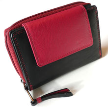Laden Sie das Bild in den Galerie-Viewer, geldbeutel schwarz rot mit reissverschluss