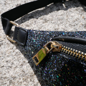 Slingbag - Bauchtasche mIt Sparkling Glitter schwarz gold