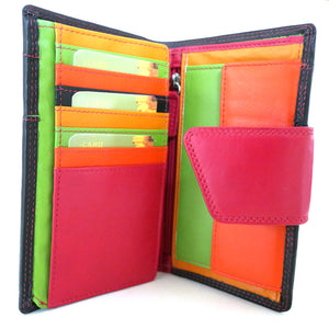 Geldbörse BO-KAAP L&L - schwarz-rot, innen Multicolor, 12 Kartenfächer, 2 Scheinfächer, Echtleder