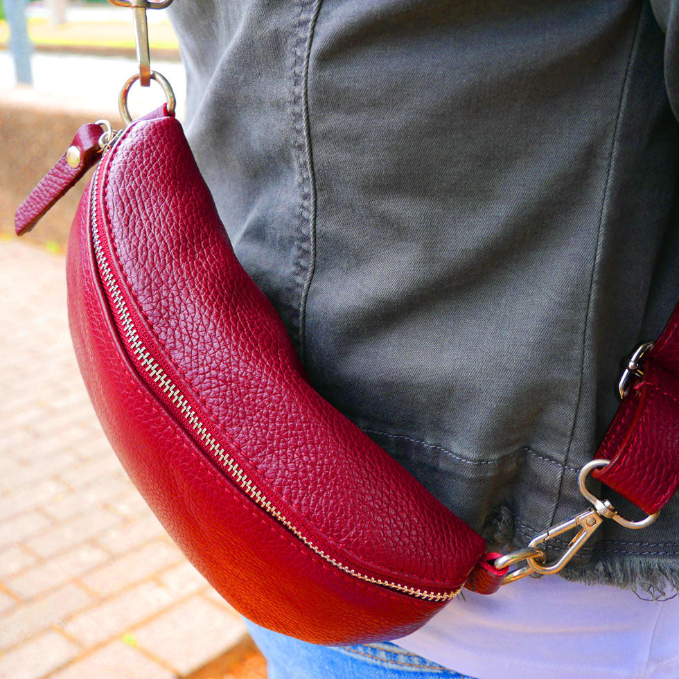 moderne Bauchtasche in rot - Sling Bag - Guerteltasche - Made in Italy